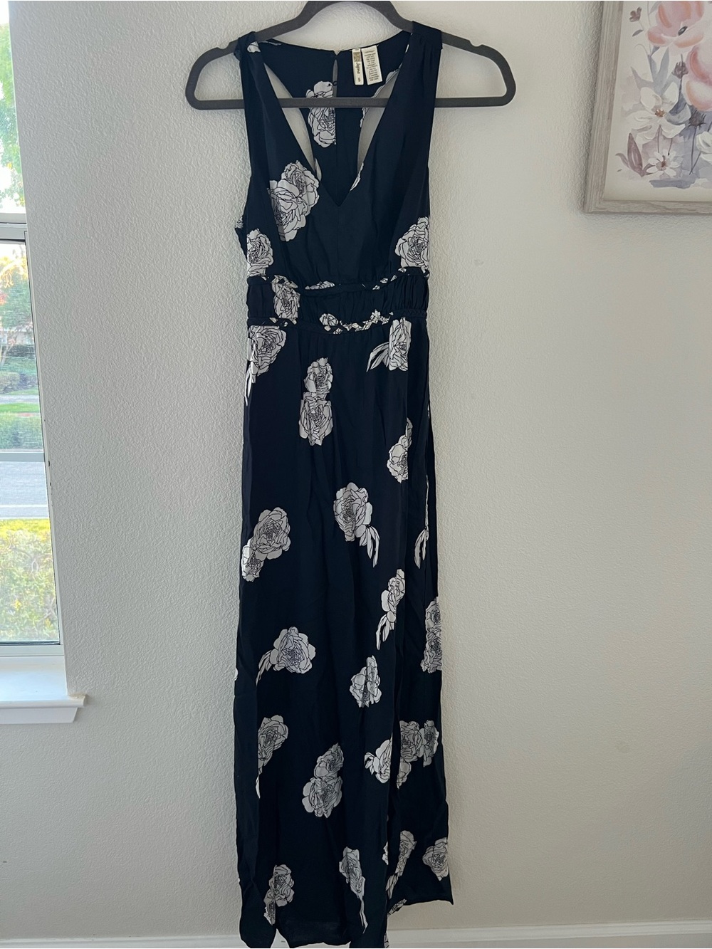 Japna Black Maxi Dress with White Floral Print